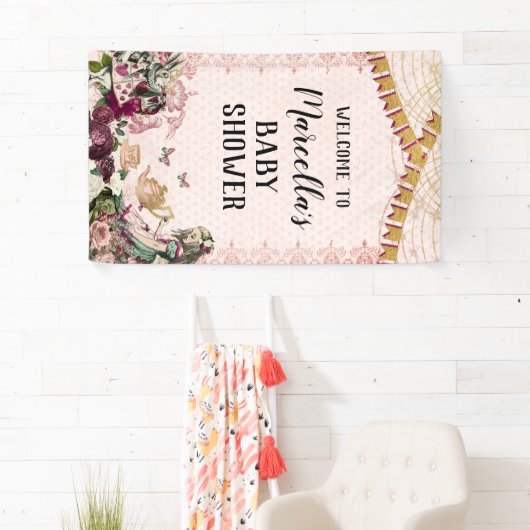 不思議の国の赤ちゃんシャワーのアリス 横断幕 (インサイチュ)