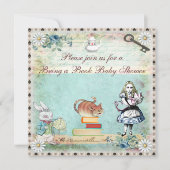 不思議の国の赤ん坊のシャワーに本のアリスを連れて来る 招待状 (正面)