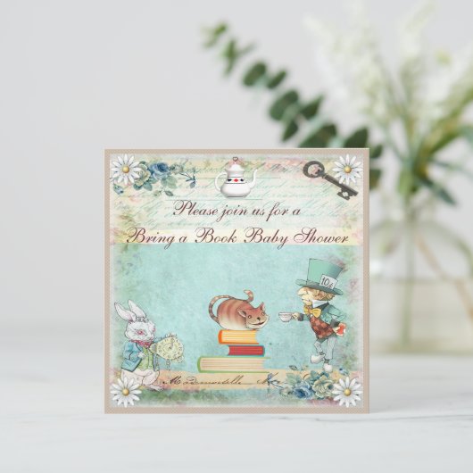 不思議の国の赤ん坊のシャワーに本のアリスを連れて来る 招待状 (スタンド正面)