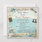 不思議の国の赤ん坊のシャワーに本のアリスを連れて来る 招待状 (裏面)