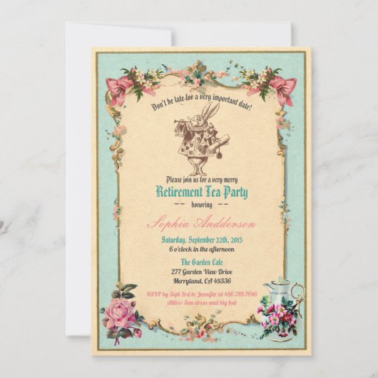 不思議の国の退職のパーティの招待状のアリス 招待状 (正面)