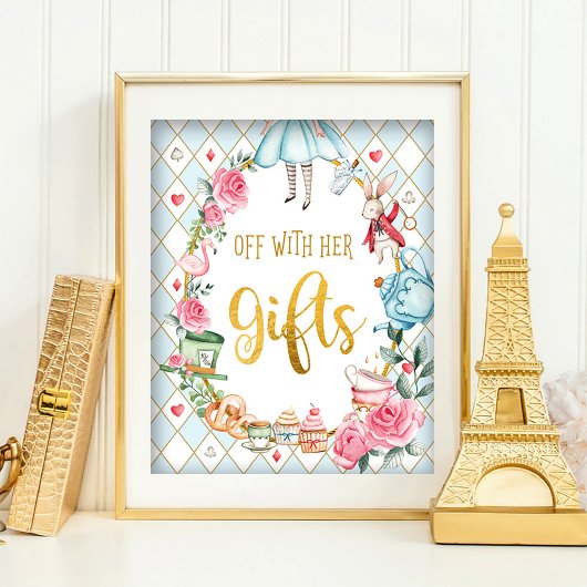 不思議の国の青いアリス贈り物のサインと一緒に ポスター