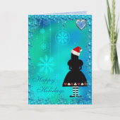 不思議の国の青いスパンコールのクリスマスカードのアリス シーズンカード (正面)