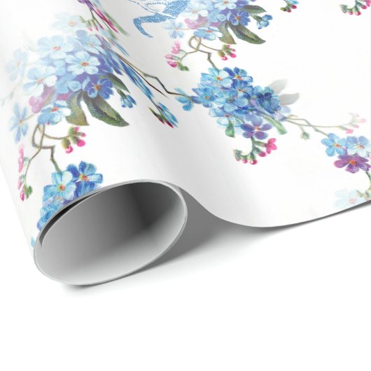 不思議の国の青い花の包装紙のアリス ラッピングペーパー (ロールコーナー)