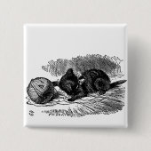 不思議の国の黒猫の本のスケッチのヴィンテージアリス 缶バッジ (正面)