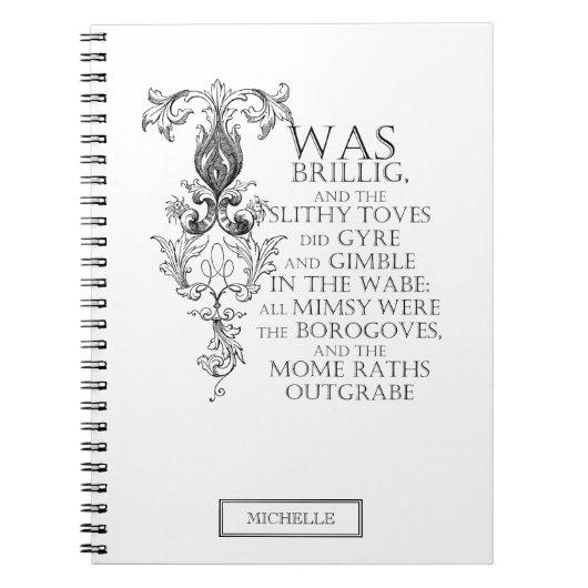 不思議の国のJabberwockyの詩のノートのアリス ノートブック (正面)
