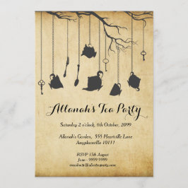 不思議の国のUnbirthdayの誕生日のお茶会のアリス 招待状