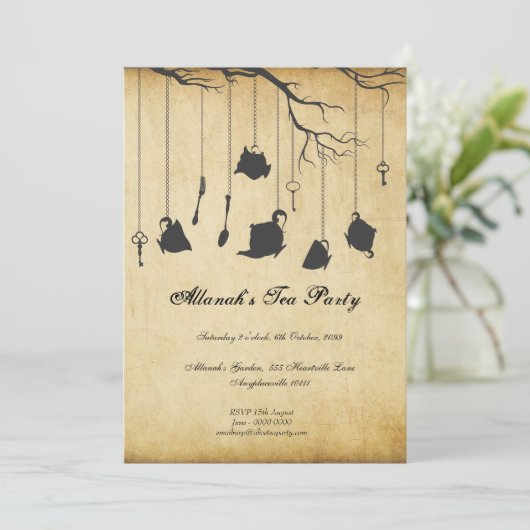 不思議の国のUnbirthdayの誕生日のお茶会のアリス 招待状 (スタンド正面)