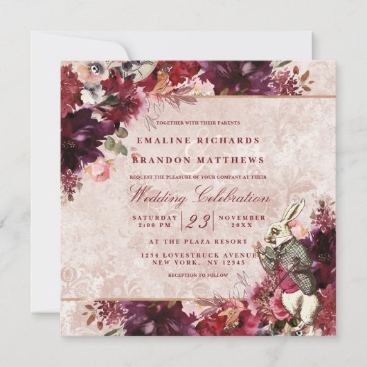 不思議の国ヴィンテージエレガントウェディングスクエアのアリス 招待状 (正面)