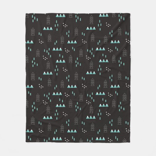 不思議の国幾何学的な夜パターン フリースブランケット (正面)