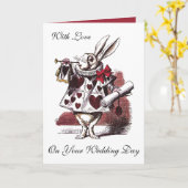 不思議の国-結婚式の挨拶状のアリス カード (黄色い花)