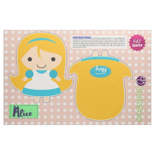 不思議の国- DIYのプラシ天のアリスを切って下さい及び縫って下さい ファブリック (ファットクウォーター)