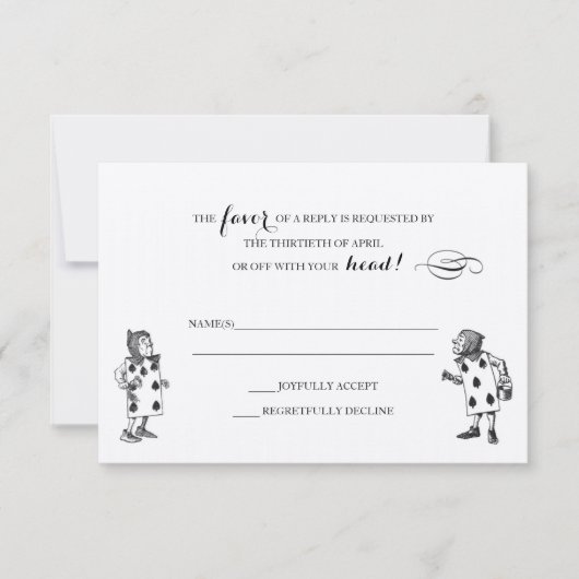 不思議の国RSVPの応答カードのアリス 出欠カード (正面)