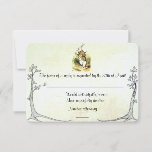 不思議の国RSVPカードのアリス 出欠カード (正面)