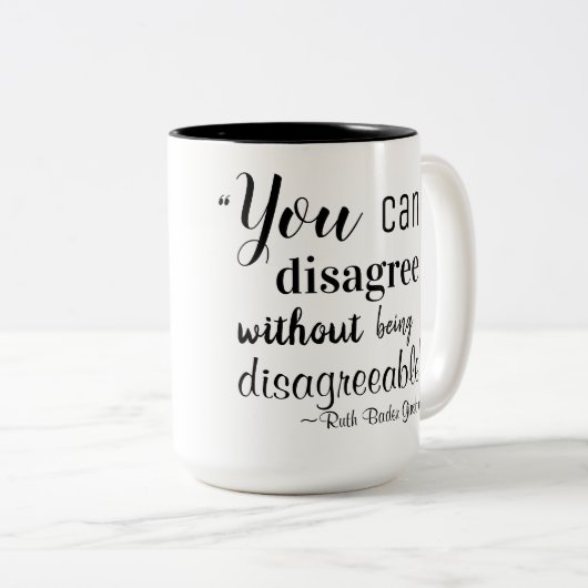 不愉快なRBG引用文社なしには同意できない ツートーンマグカップ (正面右)