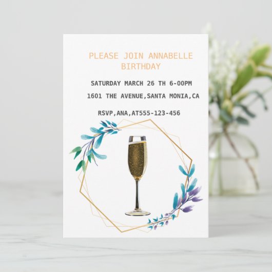 不明なフローラ誕生日の招待 招待状 (スタンド正面)