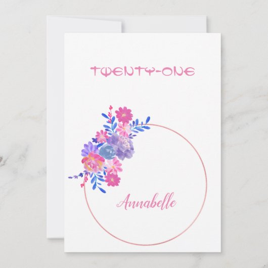 不明なフローラ誕生日の招待 招待状 (裏面)