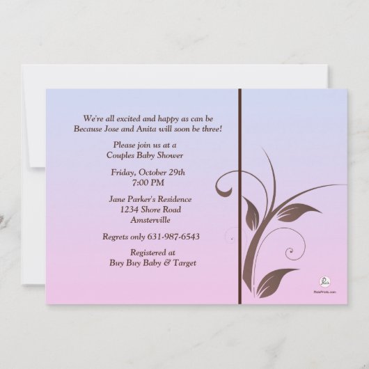 不明な性別-フォトベビーシャワー招待状 招待状 (裏面)