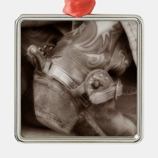 不朽のカウボーイ・ブーツのクリスマスのオーナメント メタルオーナメント (正面)