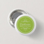 不朽のチャームの結婚披露宴の名前ボタン-セロリ 缶バッジ (正面&裏面)