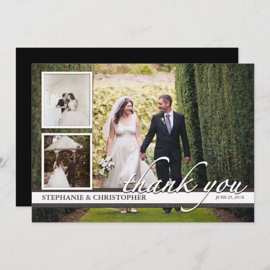 不朽の上品3の写真の結婚式は感謝していしています サンキューカード (正面/裏面)