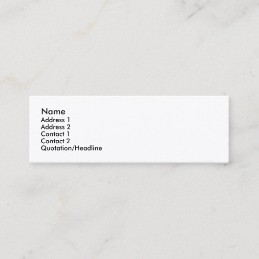 不朽の細いプロフィールの名刺 スキニー名刺 (正面)