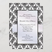 不朽の黒い及び白人のダマスク織の菓子16のパーティー 招待状 (正面/裏面)