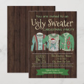 不格好なセーターのクリスマスパーティー招待状（ラスティックスタイル） 招待状 (正面/裏面)
