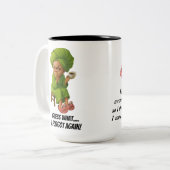 不機嫌おばあちゃん"何を…私は再び忘れ"マグ ツートーンマグカップ (正面左)