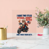 不機嫌おもしろいそうな老人退役軍人バイク アクリルサイン (ウェディング)