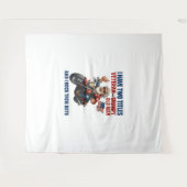 不機嫌おもしろいそうな老人退役軍人バイク タペストリー (正面(横))