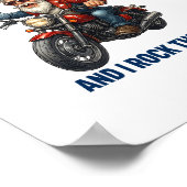 不機嫌おもしろいそうな老人退役軍人バイク ポスター (角)