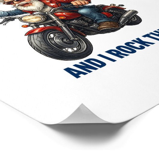 不機嫌おもしろいそうな老人退役軍人バイク ポスター (角)