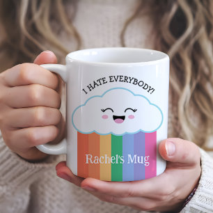 不機嫌おもしろいなかわいい雲と虹 コーヒーマグカップ