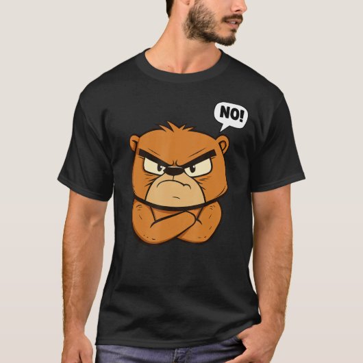 不機嫌おもしろいなクマ – いいえ! Tシャツ (正面)