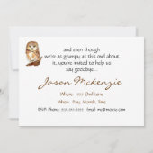 不機嫌おもしろいなフクロウのお別れパーティー 招待状 (裏面)