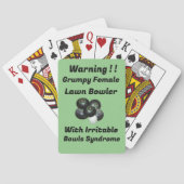 不機嫌おもしろいな女性の芝生のボウリングをする人、 クリケットの投手、トランプ トランプ (裏面)