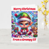 不機嫌おもしろいな小妖精や小人クリスマス |あなたと一緒だったらよかったのに カード (黄色い花)