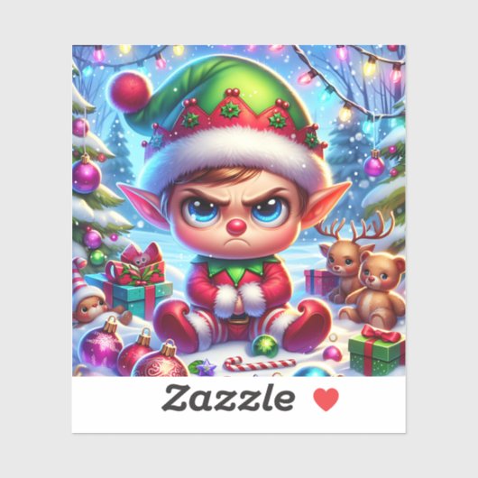 不機嫌おもしろいな小妖精や小人クリスマス シール (シート)