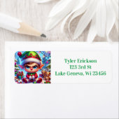 不機嫌おもしろいな小妖精や小人クリスマス ラベル (インサイチュ)