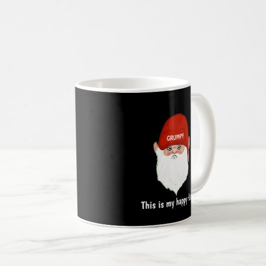 不機嫌おもしろいな格言顔オンブラック コーヒーマグカップ (正面右)