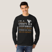 不機嫌おもしろいな老舗サクソフォニストTで和音を出す Tシャツ (正面フル)