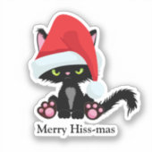 不機嫌おもしろいな黒猫クリスマス シール (正面)