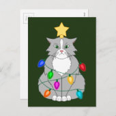 不機嫌おもしろいクリスマスツリーキャッカラフルト シーズンポストカード (正面/裏面)