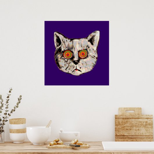不機嫌おもしろい猫 ポスター (キッチン)