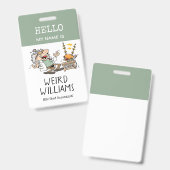 不機嫌おもしろい科学者こんにちは私の名前は名前タグです バッジ (表裏)