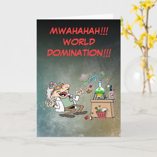 不機嫌おもしろい科学者 カード (黄色い花)