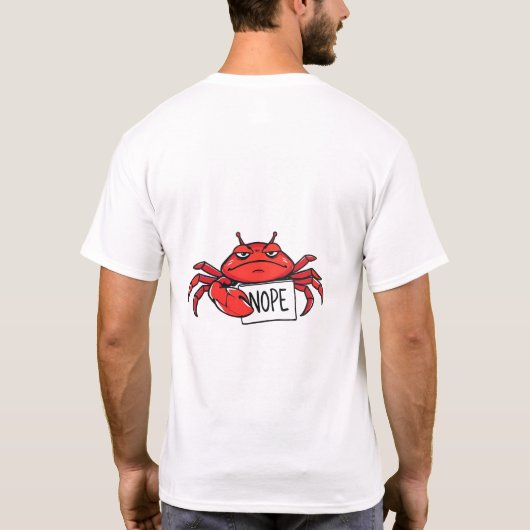 不機嫌そうなカニおもしろいがTシャツを言う Tシャツ (裏面)