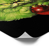 不機嫌そうなグリーンサンタキャットレトロキャットクリスマスホリデー ポスター (角)