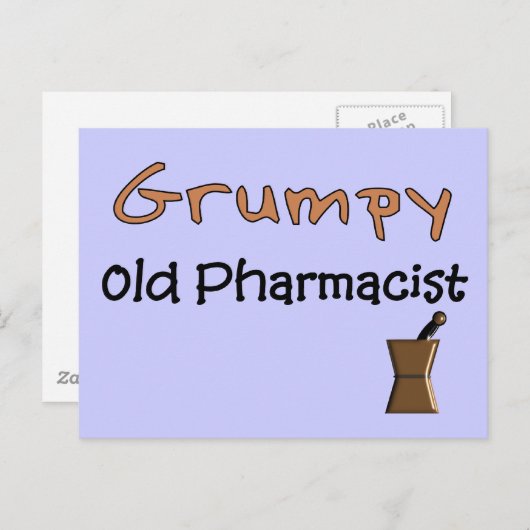 不機嫌そうな古い薬剤師Tシャツとギフト ポストカード (正面/裏面)